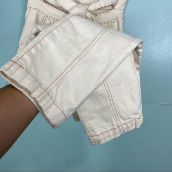 Jonathan Simkhai Neutral Ivory Tie Front Jeans Henley Tie Waist Straight Sz‎ 26 - Picture 4 of 9